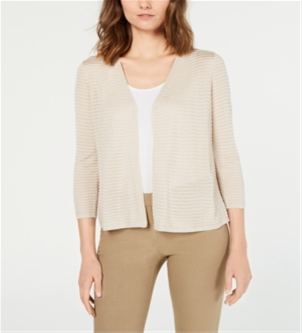 Cardigan texturizado Alfani feminino Otto com mangas 3/4, marrom, tamanho grande