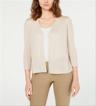 Cardigan texturizado Alfani feminino Otto com mangas 3/4, marrom, tamanho grande