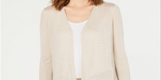 Cardigan texturizado Alfani feminino Otto com mangas 3/4, marrom, tamanho grande