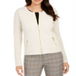 Suéter acolchoado feminino Charter Club com zíper frontal, branco, tamanho pequeno GG