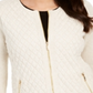 Suéter acolchoado feminino Charter Club com zíper frontal, branco, tamanho pequeno GG