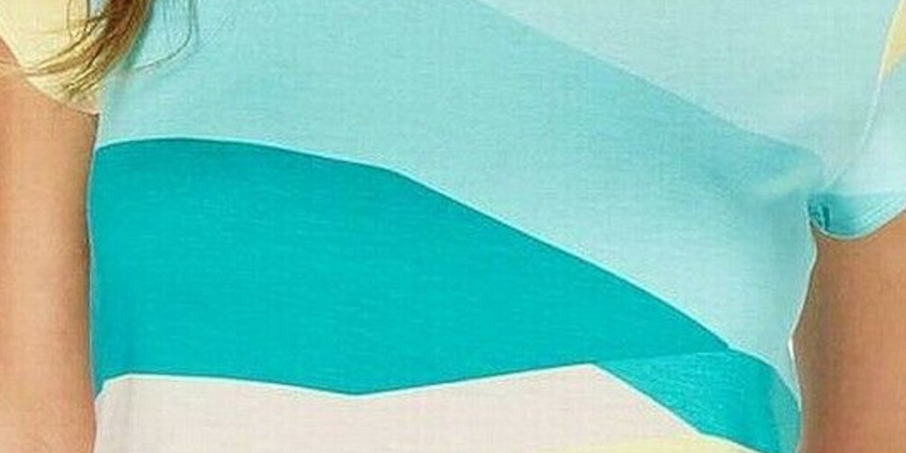 Camiseta feminina Alfani, de malha, verde, com decote redondo, tamanho médio, azul