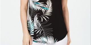 Camiseta feminina Alfani, de malha, verde, com decote redondo, tamanho médio, azul