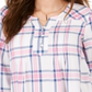 Blusa xadrez feminina com decote aberto, branca, tamanho M, estilo &amp; co