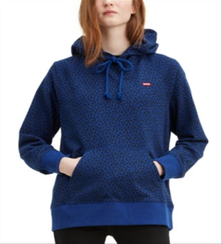 Levi's Women's Animal Print Logo Hoodie Blue Size XL