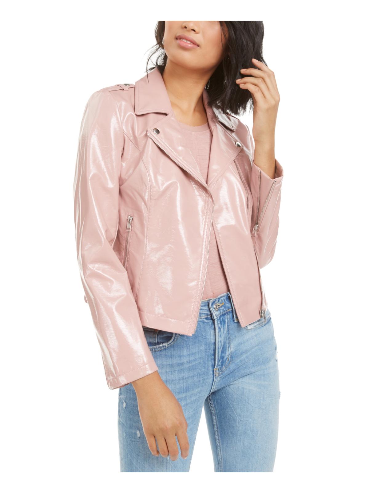 Jaqueta de couro sintético feminina Bar III, rosa, tamanho extragrande