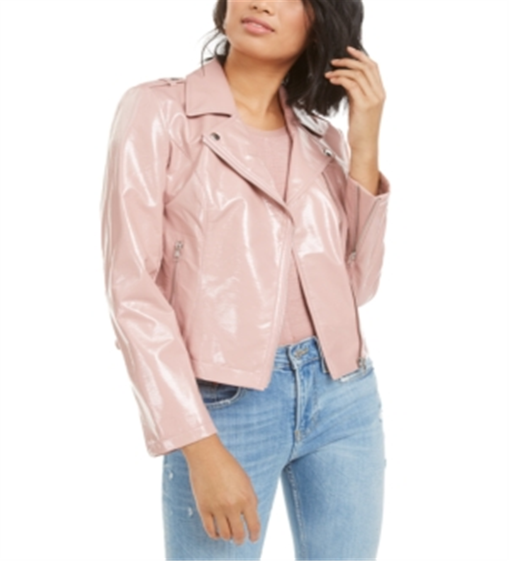 Jaqueta de couro sintético feminina Bar III, rosa, tamanho extragrande