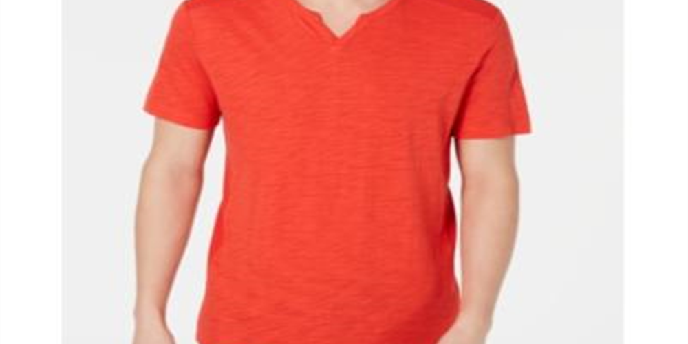 Camiseta masculina com nervuras e fenda INC International Concepts vermelha, tamanho XXL