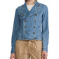 Jaqueta jeans feminina Ralph Lauren com zíper, azul, tamanho 4