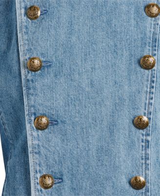Jaqueta jeans feminina Ralph Lauren com zíper, azul, tamanho 4