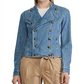 Jaqueta jeans feminina Ralph Lauren com zíper, azul, tamanho 4