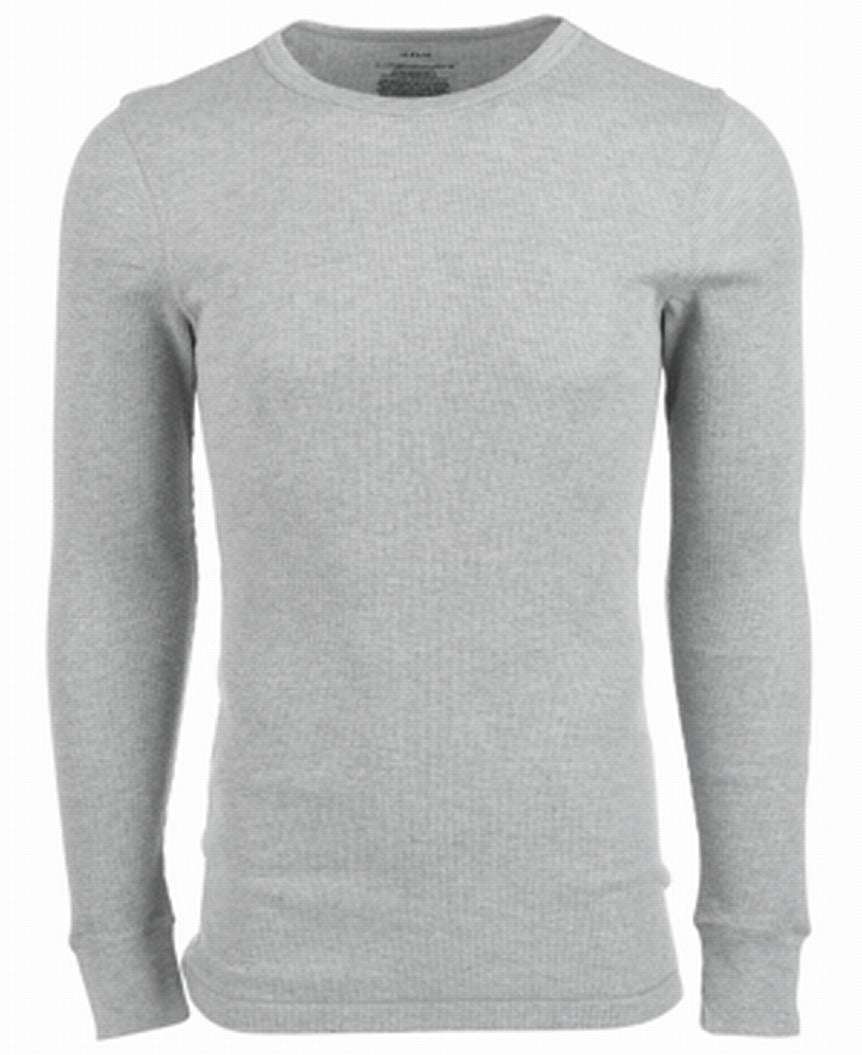 Roupa íntima masculina Alfani, grande e alta, manga comprida, gola redonda, térmica, cinza, tamanho 2XL
