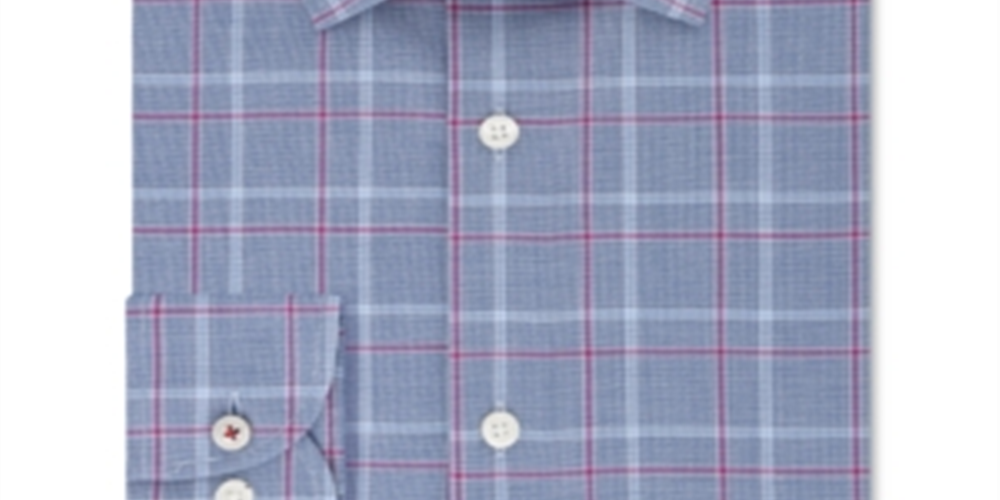 Camisa social masculina Tommy Hilfiger Slim-Fit Performance Stretch Check Azul Tamanho 16X32-33