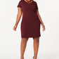 Vestido feminino plus size cruzado, cor vinho, tamanho 16 W