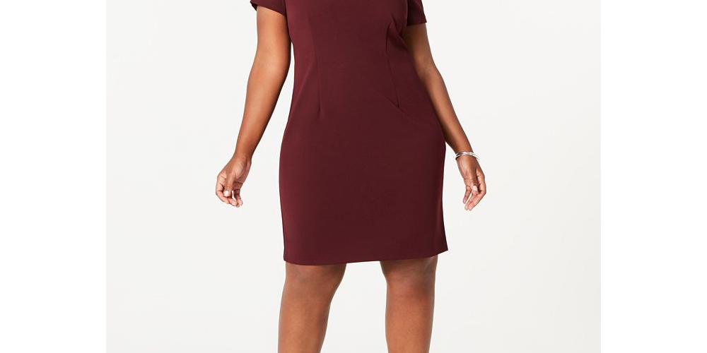 Vestido feminino plus size cruzado, cor vinho, tamanho 16 W