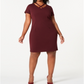 Vestido feminino plus size cruzado, cor vinho, tamanho 16 W