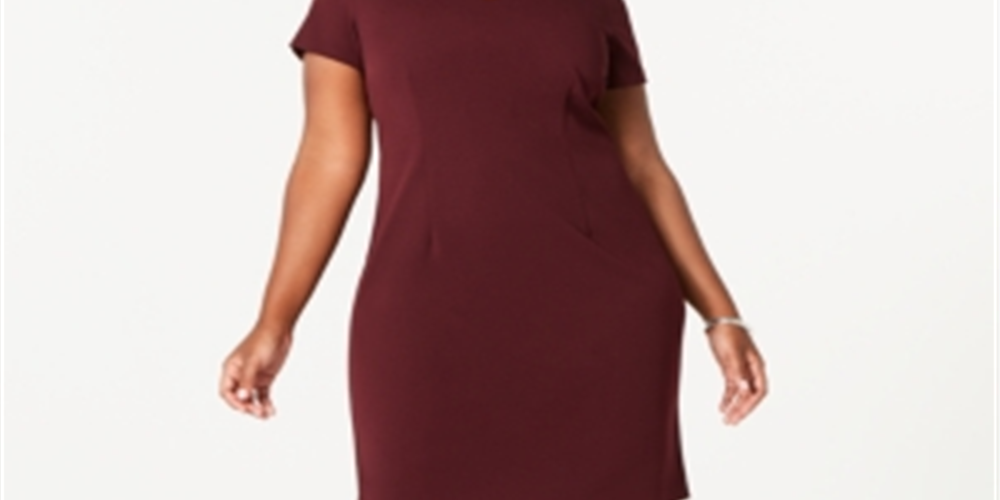 Vestido feminino plus size cruzado, cor vinho, tamanho 16 W