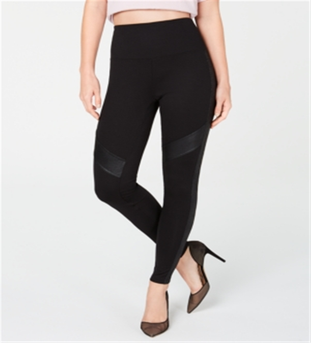 Leggings femininas INC com apliques de cobra em relevo, pretas, tamanho XS