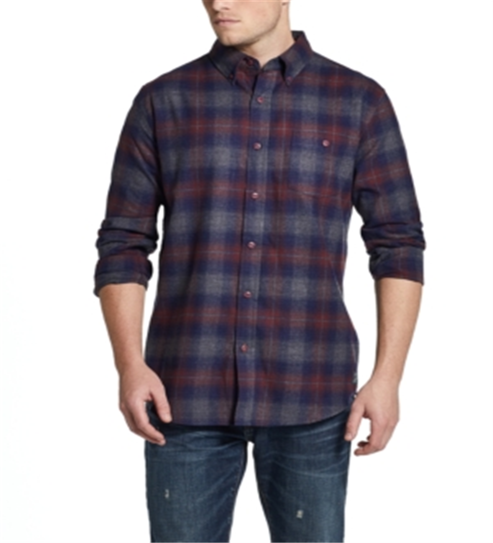 Camisa xadrez de flanela escovada vintage masculina à prova de intempéries, vermelha, tamanho XXX-G
