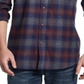 Camisa xadrez de flanela escovada vintage masculina à prova de intempéries, vermelha, tamanho XXX-G