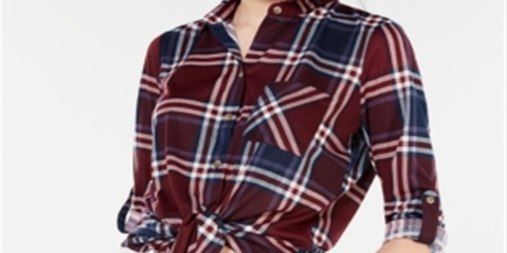 Camisa xadrez com aba dobrada Polly &amp; Esther Juniors, vermelha, tamanho grande