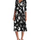 Vestido Ralph Lauren Feminino com Cinto Floral, Manga 3/4, Decote em V Abaixo do Joelho, Tamanho 0P