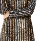 Vestido de coquetel curto com listras e lantejoulas, manga comprida, gola redonda, amarelo, tamanho 10, Vince Camuto