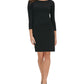 Vestido tubinho TOMMY HILFIGER feminino com manga 3/4 e comprimento até o joelho, preto, tamanho 8