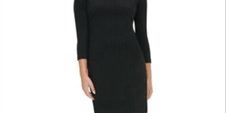 Vestido tubinho TOMMY HILFIGER feminino com manga 3/4 e comprimento até o joelho, preto, tamanho 8