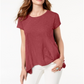 Camiseta feminina estilo &amp; co com bainha de lenço vermelha, tamanho pequeno