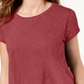 Camiseta feminina estilo &amp; co com bainha de lenço vermelha, tamanho pequeno