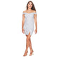 Vestido curto de coquetel com lantejoulas e corações, bordado com renda floral, ombro de fora, prateado, tamanho 11