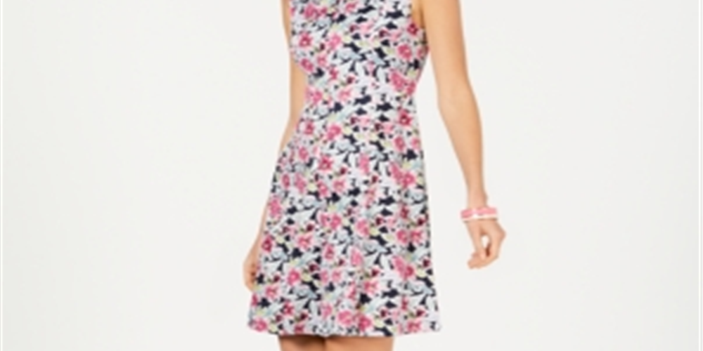 Vestido floral feminino Connected SeaFit e Flare, azul marinho, tamanho 10 P