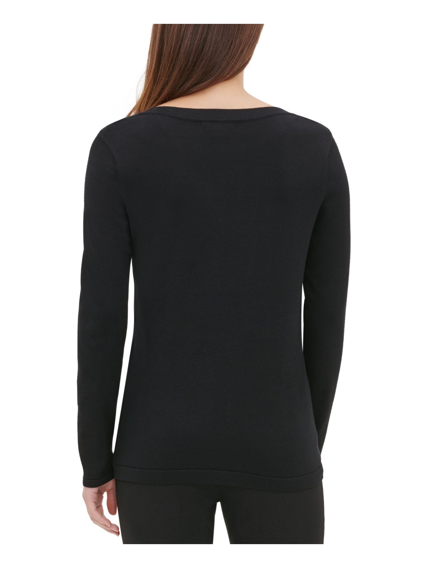 Blusa Calvin Klein Feminina Manga Longa Gola Joia Preta Tamanho XS