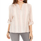 Blusa listrada com decote aberto e manga curta feminina Style &amp; Co, tamanho XS