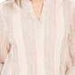 Blusa listrada com decote aberto e manga curta feminina Style &amp; Co, tamanho XS