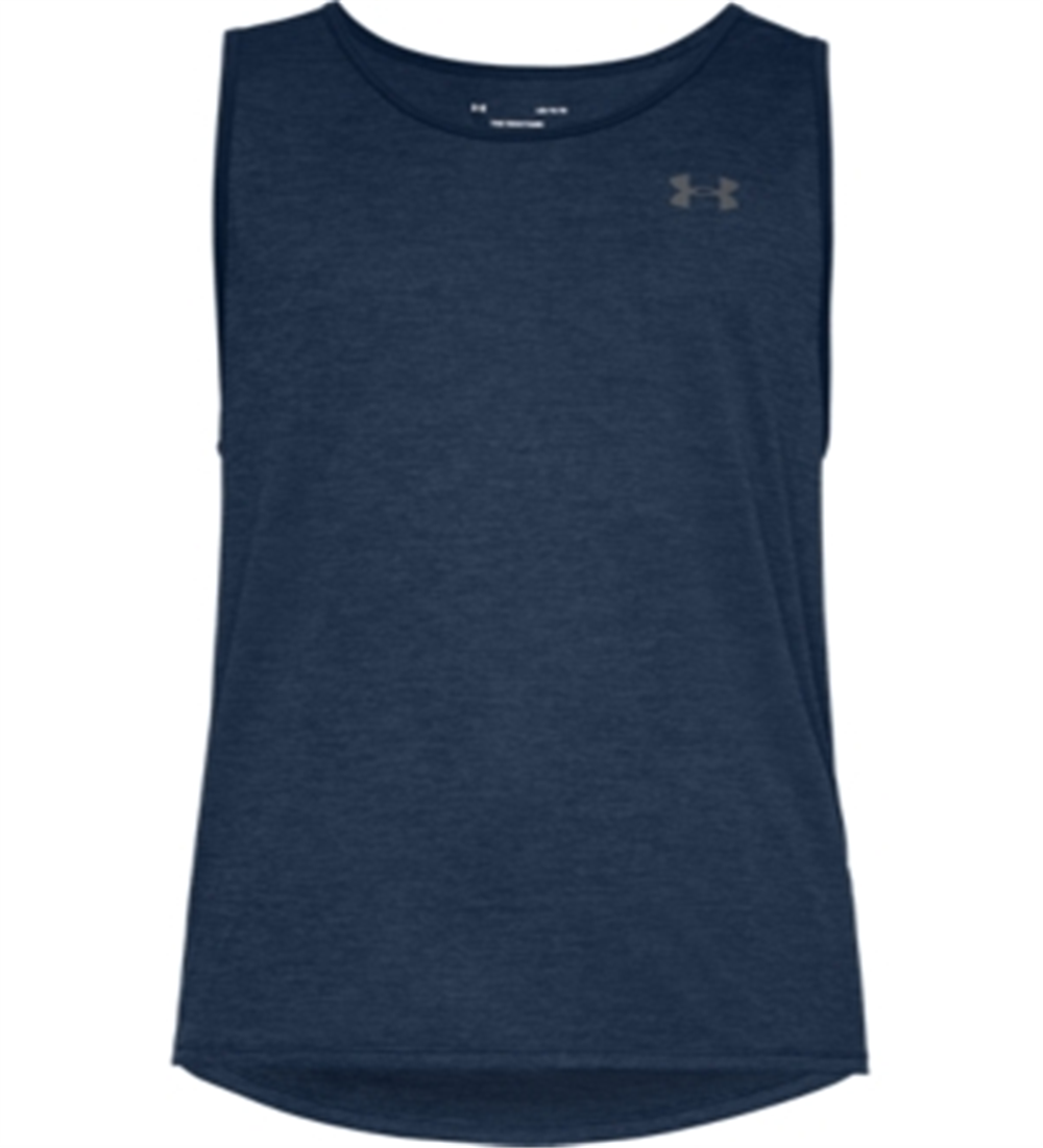 Camiseta regata esportiva masculina de manga curta Under Armour, preta, tamanho XX-G