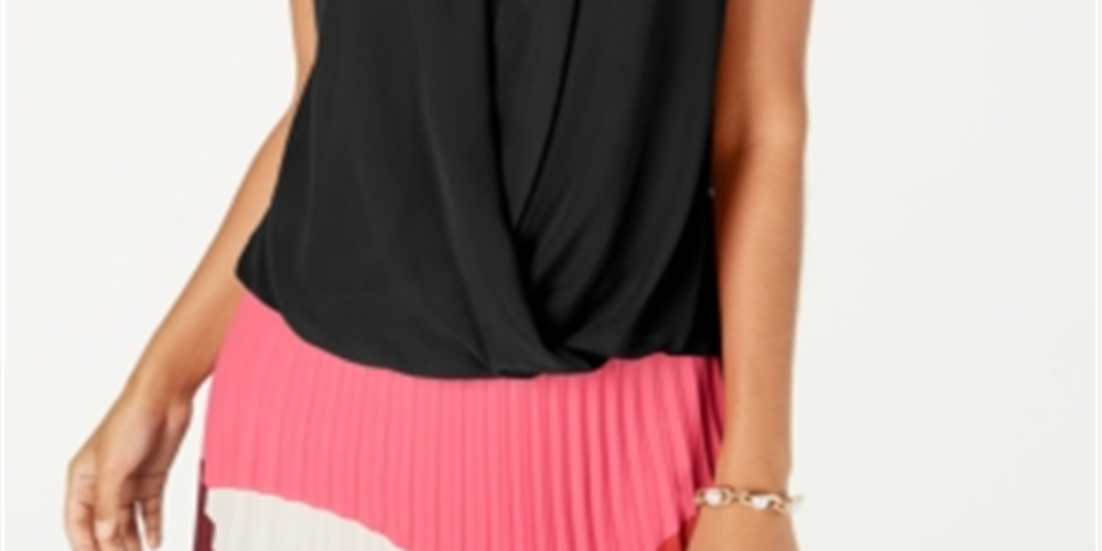Blusa feminina Alfani sem mangas com frente drapeada, preta, pequena, grande