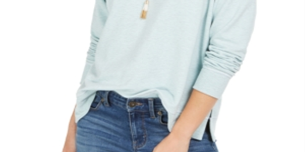 Moletom feminino com costura contrastante Style &amp; Co, verde, tamanho grande