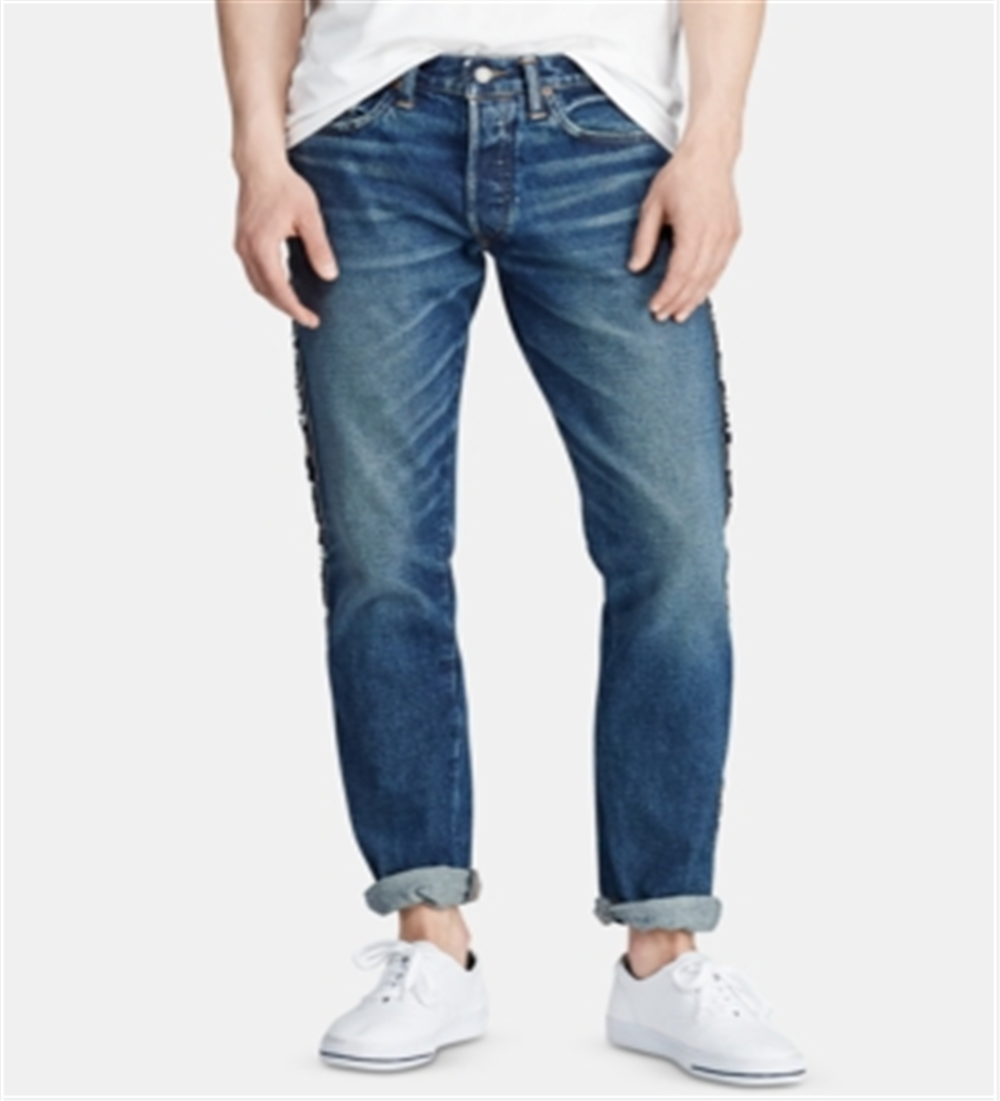 Calça jeans masculina Polo Ralph Lauren Sport Varick Slim-Straight azul tamanho 33x32