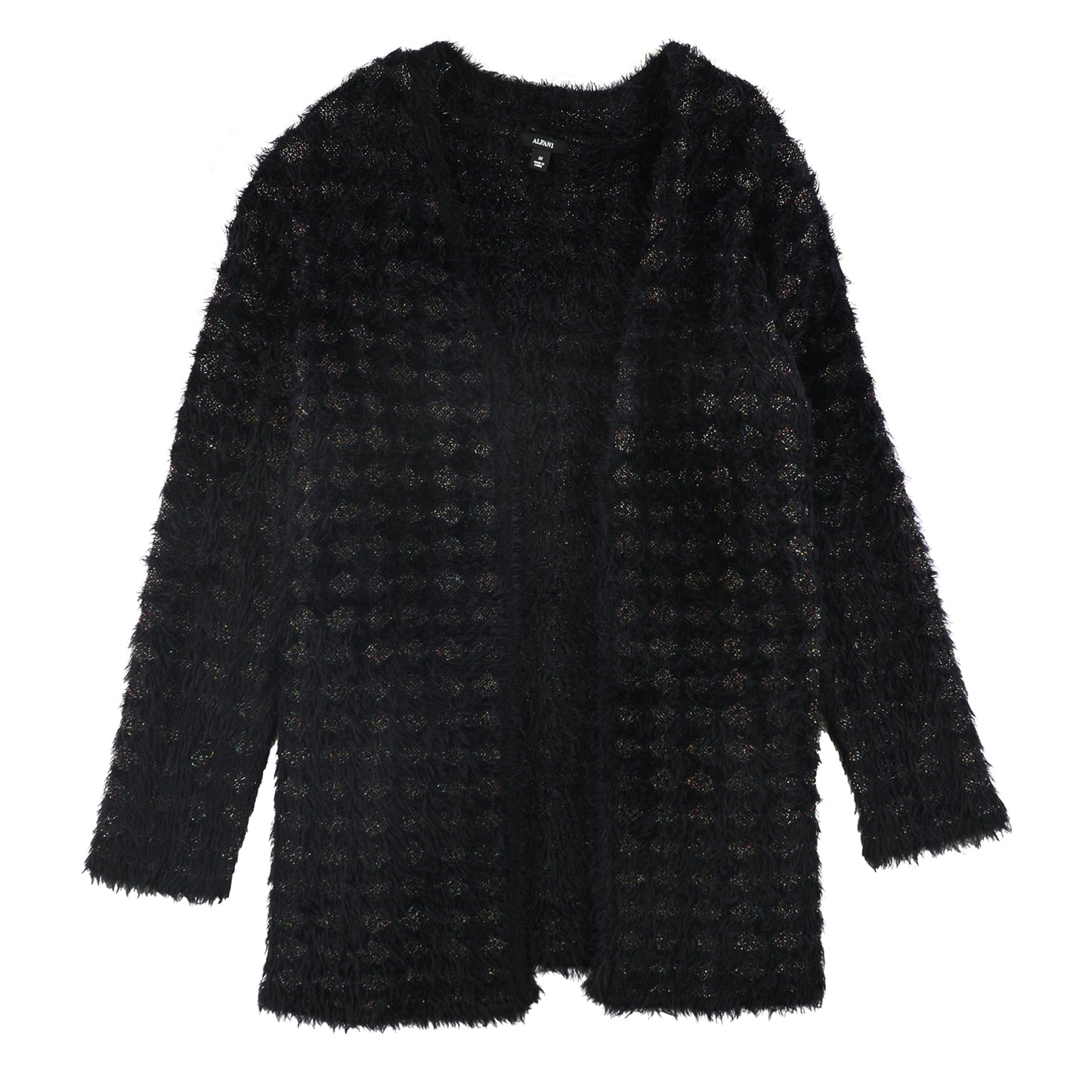 Cardigan feminino Alfani Eyelash Yarn preto tamanho 2X