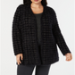 Cardigan feminino Alfani Eyelash Yarn preto tamanho 2X