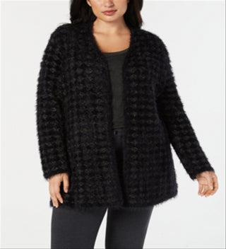 Cardigan feminino Alfani Eyelash Yarn preto tamanho 2X