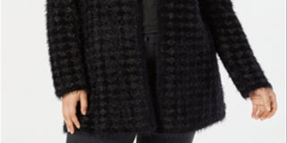 Cardigan feminino Alfani Eyelash Yarn preto tamanho 2X