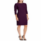 Vestido feminino Petite de Jersey com ombros de fora e botões Lauren Ralph Lauren, roxo, tamanho 12 P