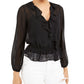 Blusa transparente com sobrepeliz Swiss Dot para mulheres Bar III, preta, tamanho pequeno