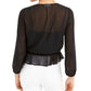 Blusa transparente com sobrepeliz Swiss Dot para mulheres Bar III, preta, tamanho pequeno