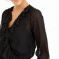Blusa transparente com sobrepeliz Swiss Dot para mulheres Bar III, preta, tamanho pequeno