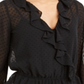 Blusa transparente com sobrepeliz Swiss Dot para mulheres Bar III, preta, tamanho pequeno