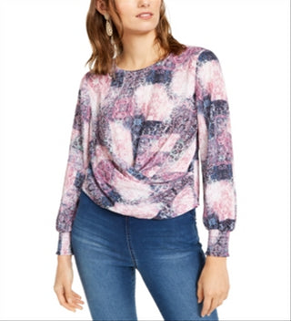 INC International Concepts Women's Keyhole Twist Front Blouse Pink Size Small